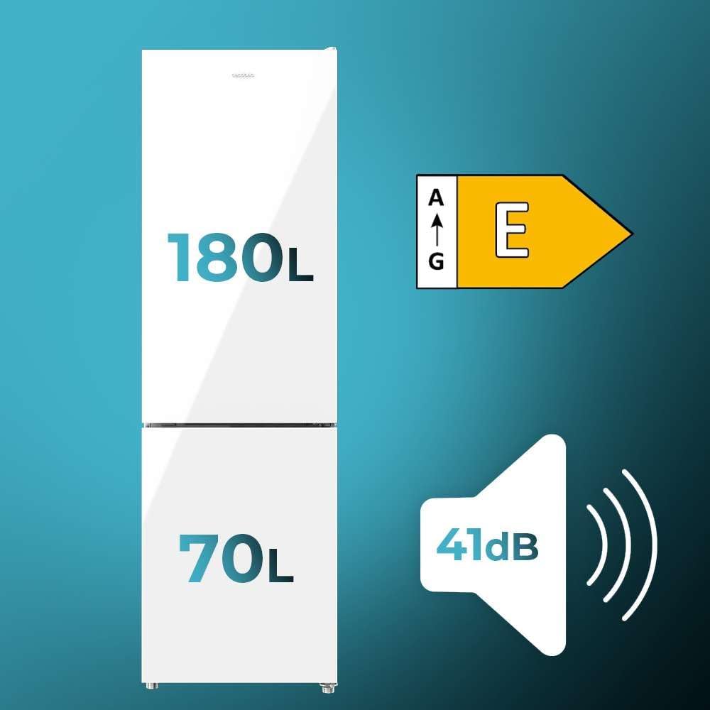 Cecotec - Bolero CoolMarket Combi 250 - 250L - No Frost, Multi Airflow, tiroir humidité, casier bouteilles, E