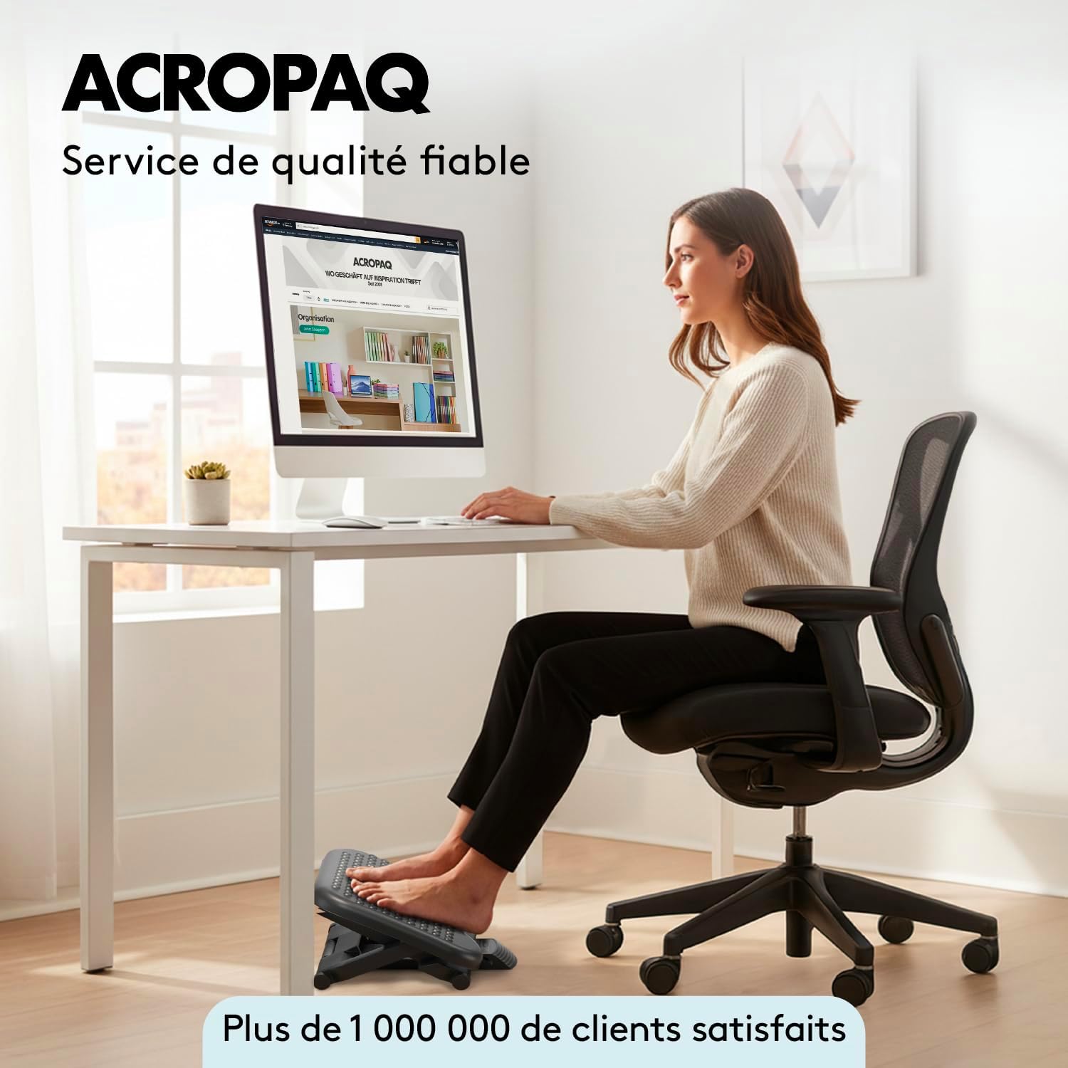 ACROPAQ - repose-pieds ergonomique, 3 hauteurs réglables, antidérapant, inclinaison -30/+30°, gris