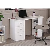 Vida Designs Mason Bureau d'ordinateur avec étagères et 3 tiroirs, table de jeu pour PC/ordinateur portable
