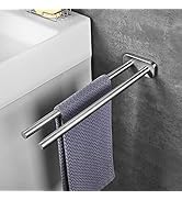 JS Porte-serviettes en acier inoxydable brossé Salle de bain Porte-serviettes à deux bras Montage mural Salle de bain...