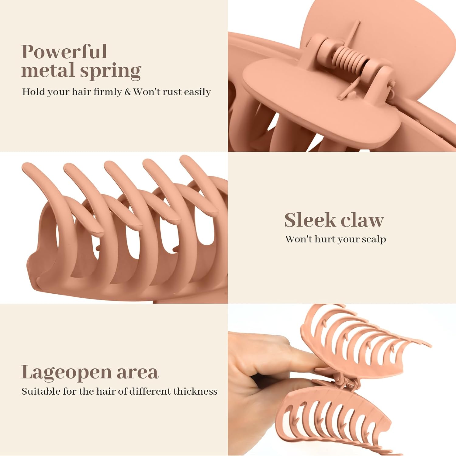 Kavya - Griffe Cheveux Femme 10.5cm - Lot 8, antidérapantes, cheveux épais