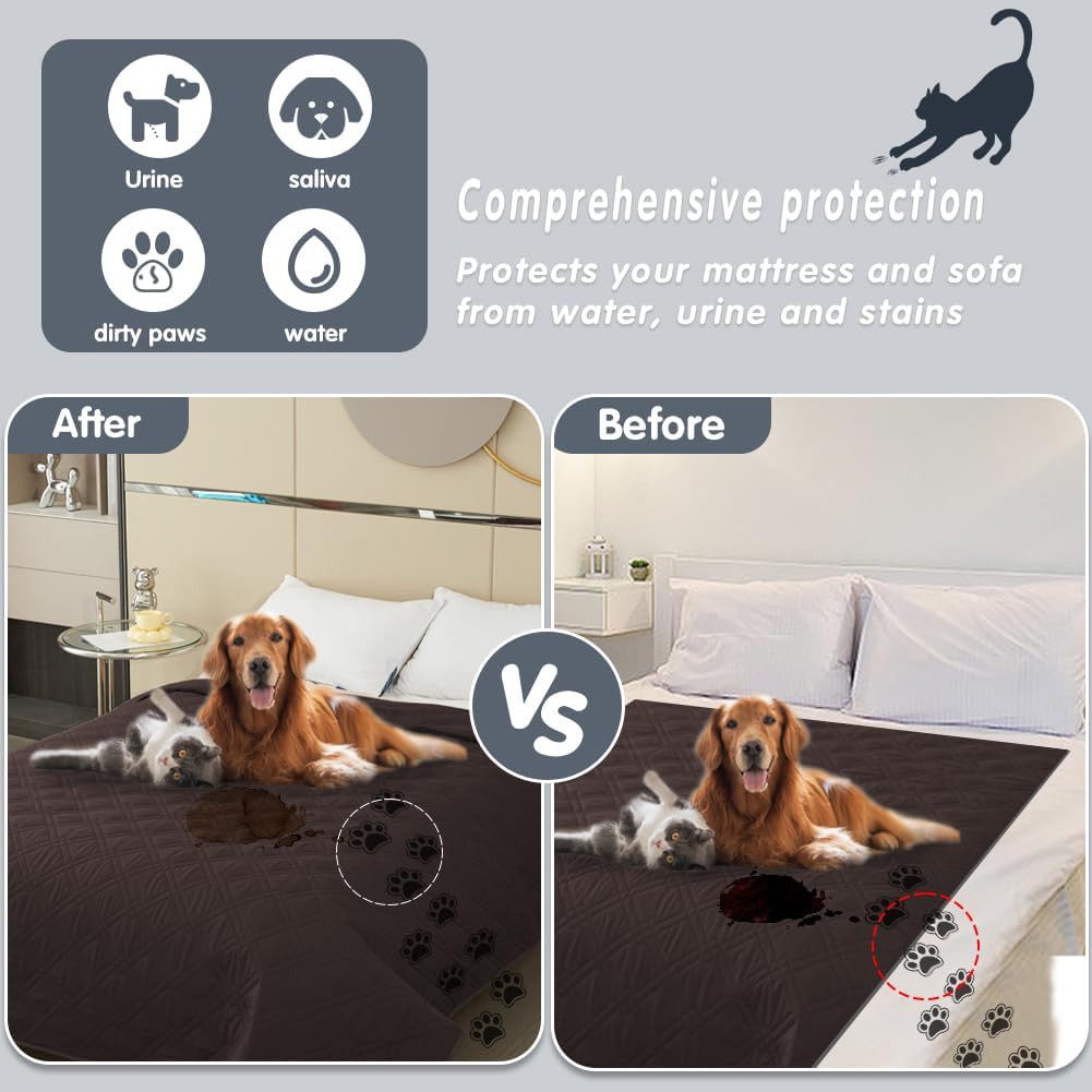 DUJUIKE - housse canapé imperméable, antidérapante, 208x208 cm, protection chiens/chats