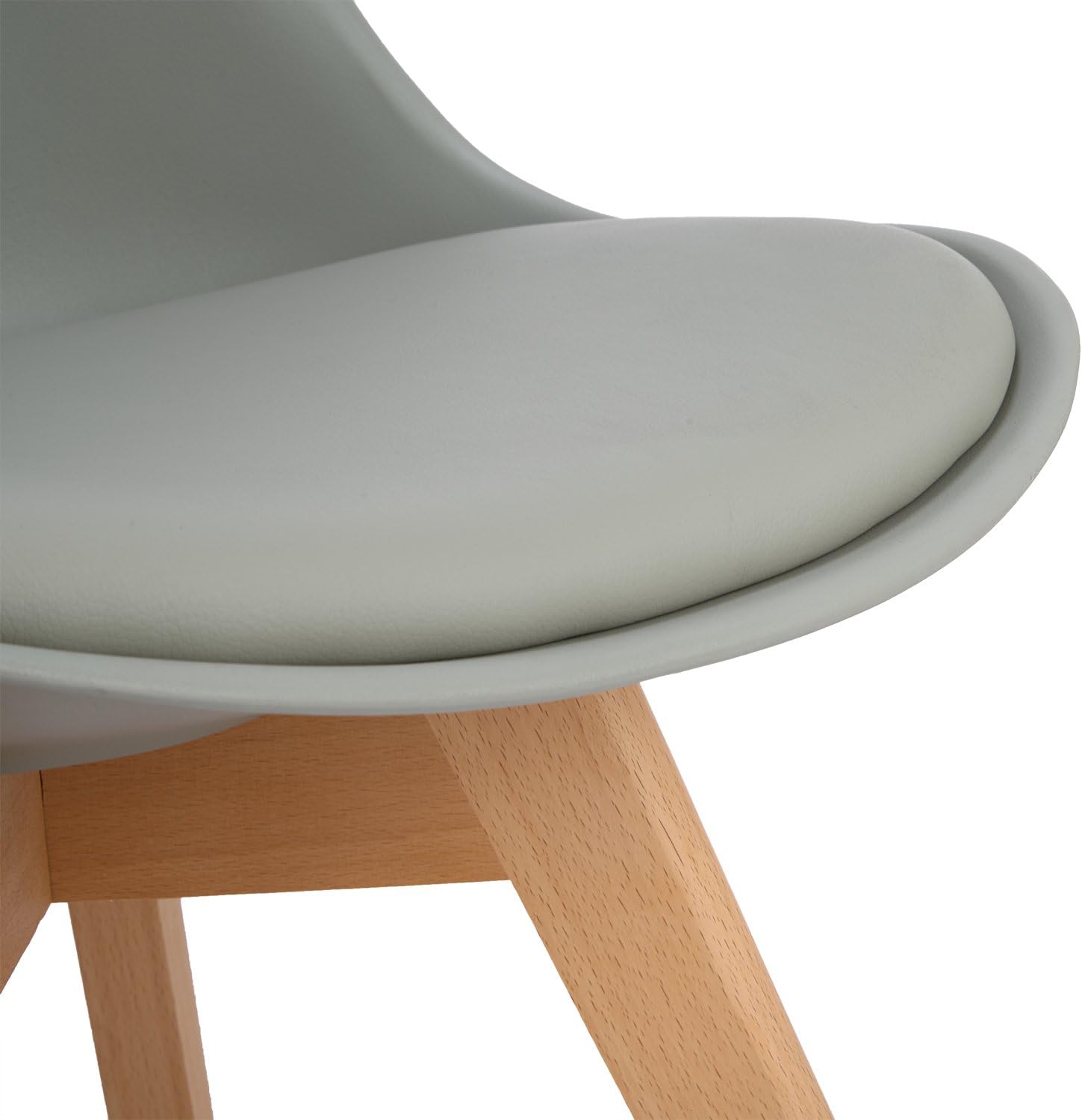 EGGREE - Chaises scandinaves lot de 8 - bois hêtre, rembourrées, grises