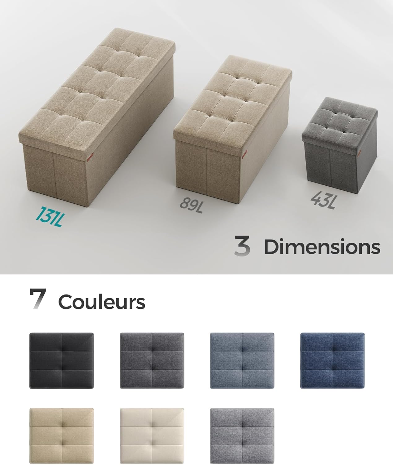 SONGMICS - Mazie Collection - banc 76cm, pliable rangement, marron, LSF047R01