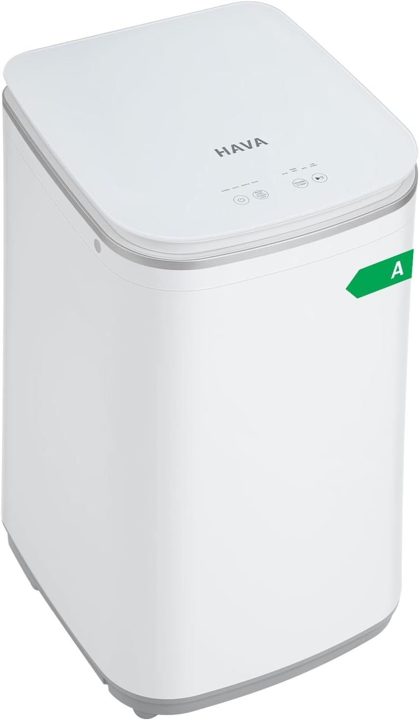 HAVA - Mini Machine à Laver 3kg, 8 programmes, lavage chaud, compacte