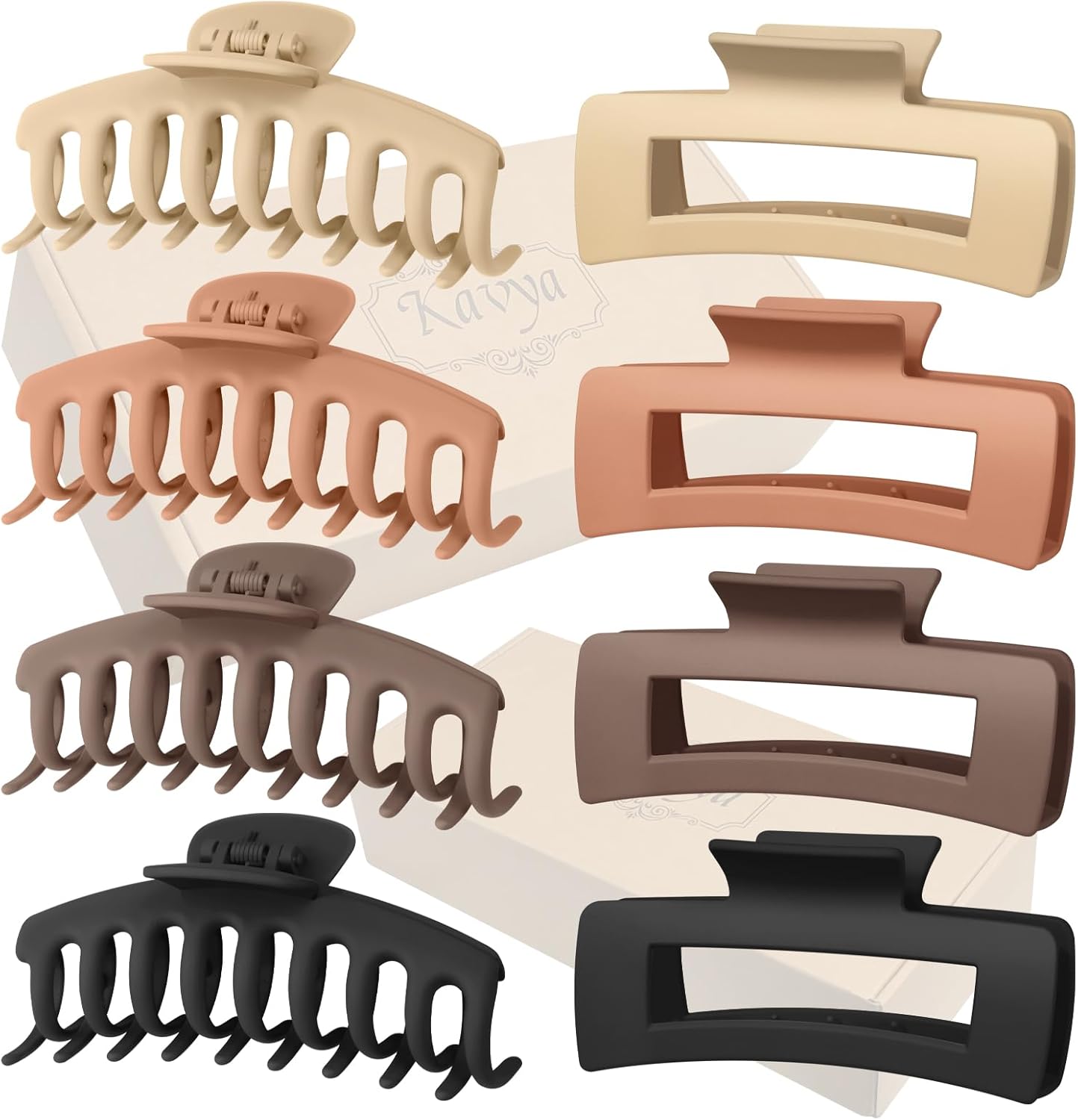 Kavya - Griffe Cheveux Femme 10.5cm - Lot 8, antidérapantes, cheveux épais