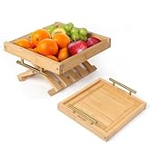 JSVER Support de Corbeille à fruits en Bambou,Usage Multiple Panier de Service Corbeille à Fruits...