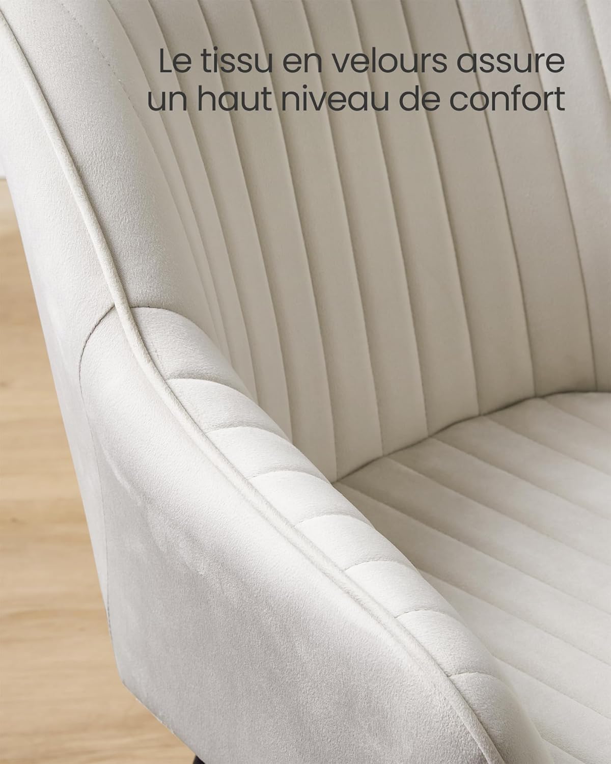 SONGMICS - fauteuil salle à manger 6 places, velours, accoudoirs, pieds métal, 120kg, beige cappuccino/noir - LDC087W16