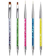 Sularpek 5 Pièces Pinceaux à Ongles, Pinceaux en Détail à Ongles, Double Embouts Pinceaux Ongle G...