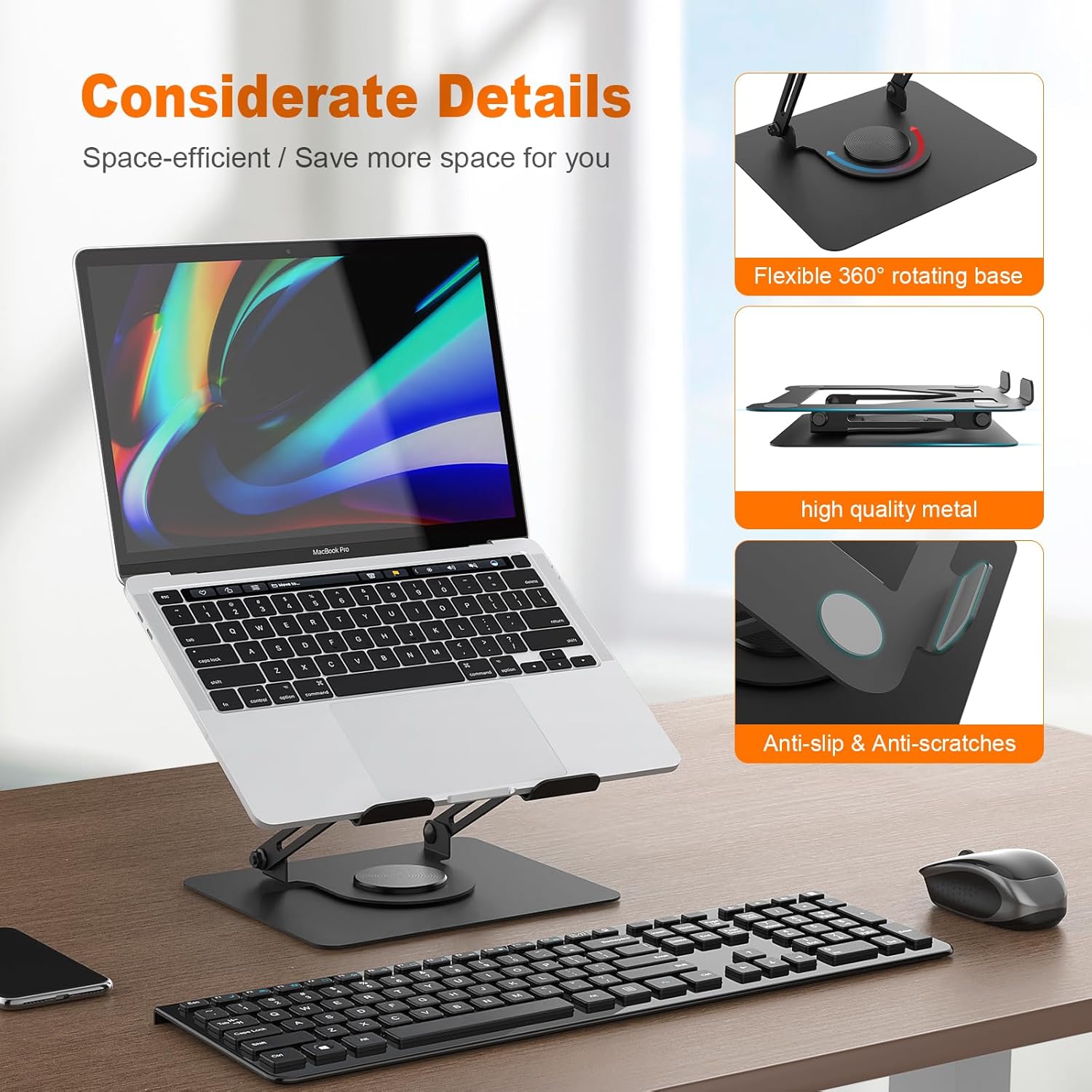 GRIFEMA - support laptop GB1050 - 11-17'' - hauteur réglable, rotatif, pliable