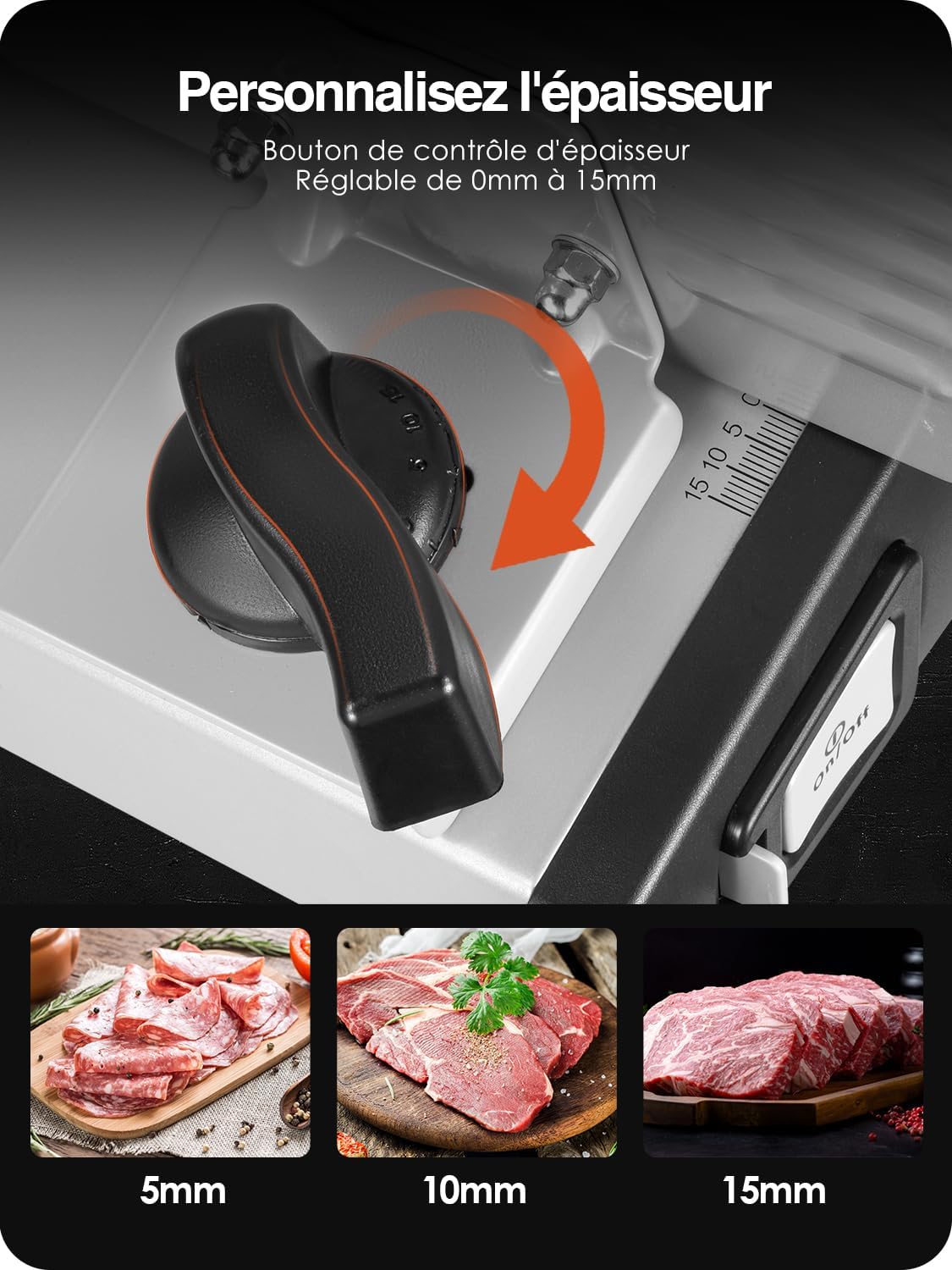 YASHE - trancheuse SL-518 - 19cm - 250W, épaisseur réglable, sécurité