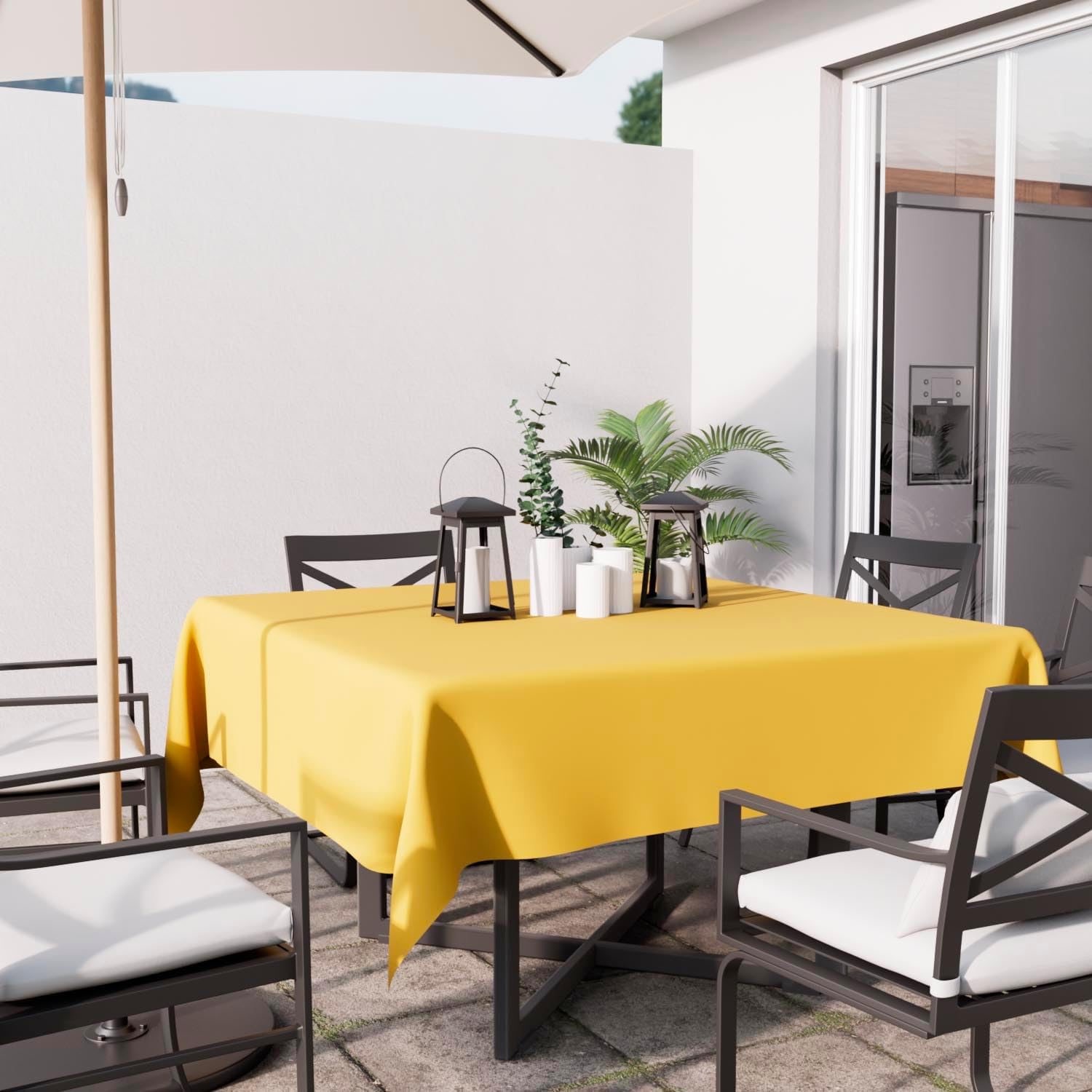 Soleil d'Ocre - Nappe Alix - 180x180 cm - polyester, anti-tâches, jaune