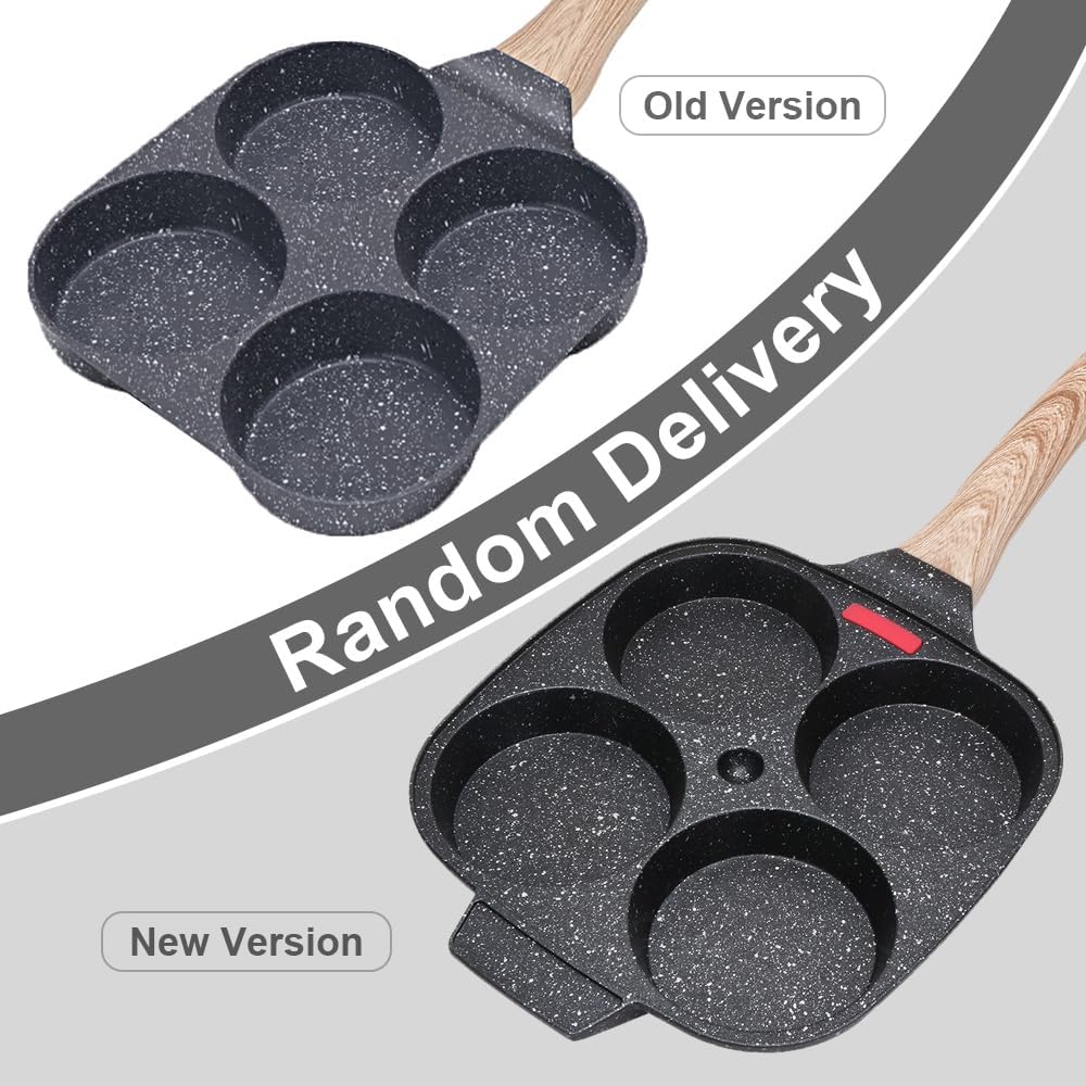 Poêle multi-emplacements - 4 sections - aluminium antiadhésif, compatible gaz et induction, idéale petit-déjeuner