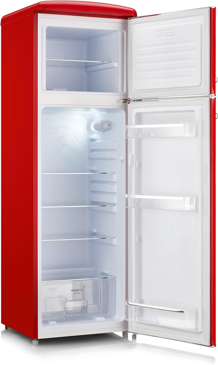 SEVERIN - Rétro double porte série - 55cm - 246L Classe D Rouge RKG 8983