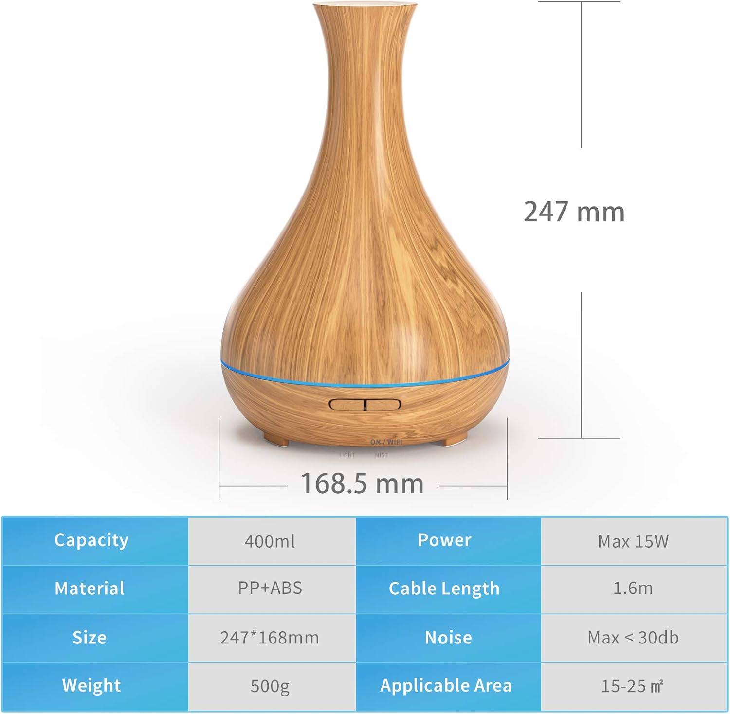 Diffuseur d'huiles essentielles WiFi - lumière LED RGB - contrôle vocal et à distance