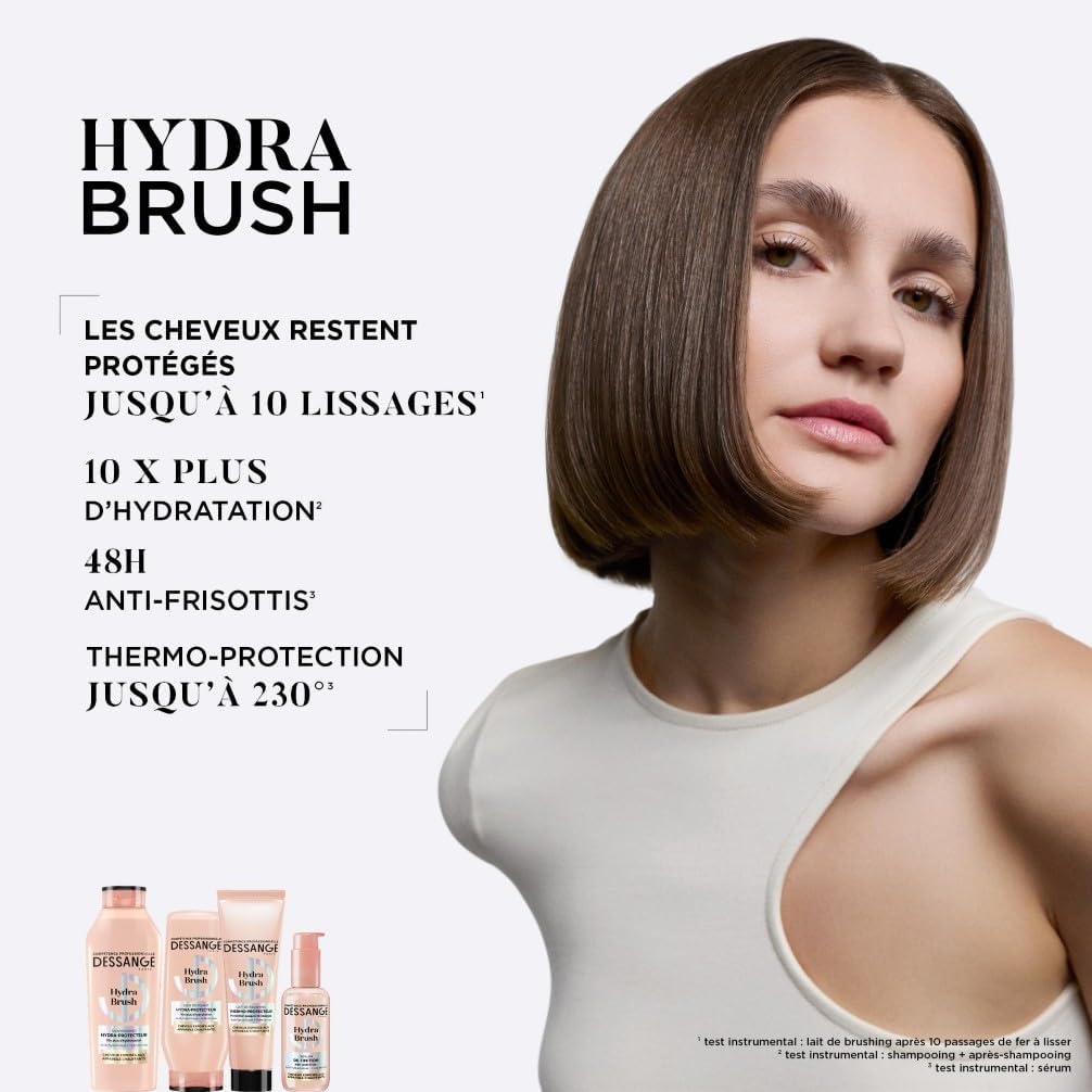 DESSANGE - Lait thermo-protecteur Hydra Brush - 140ml - hydratation, protection chaleur, acide hyaluronique, huile de ro