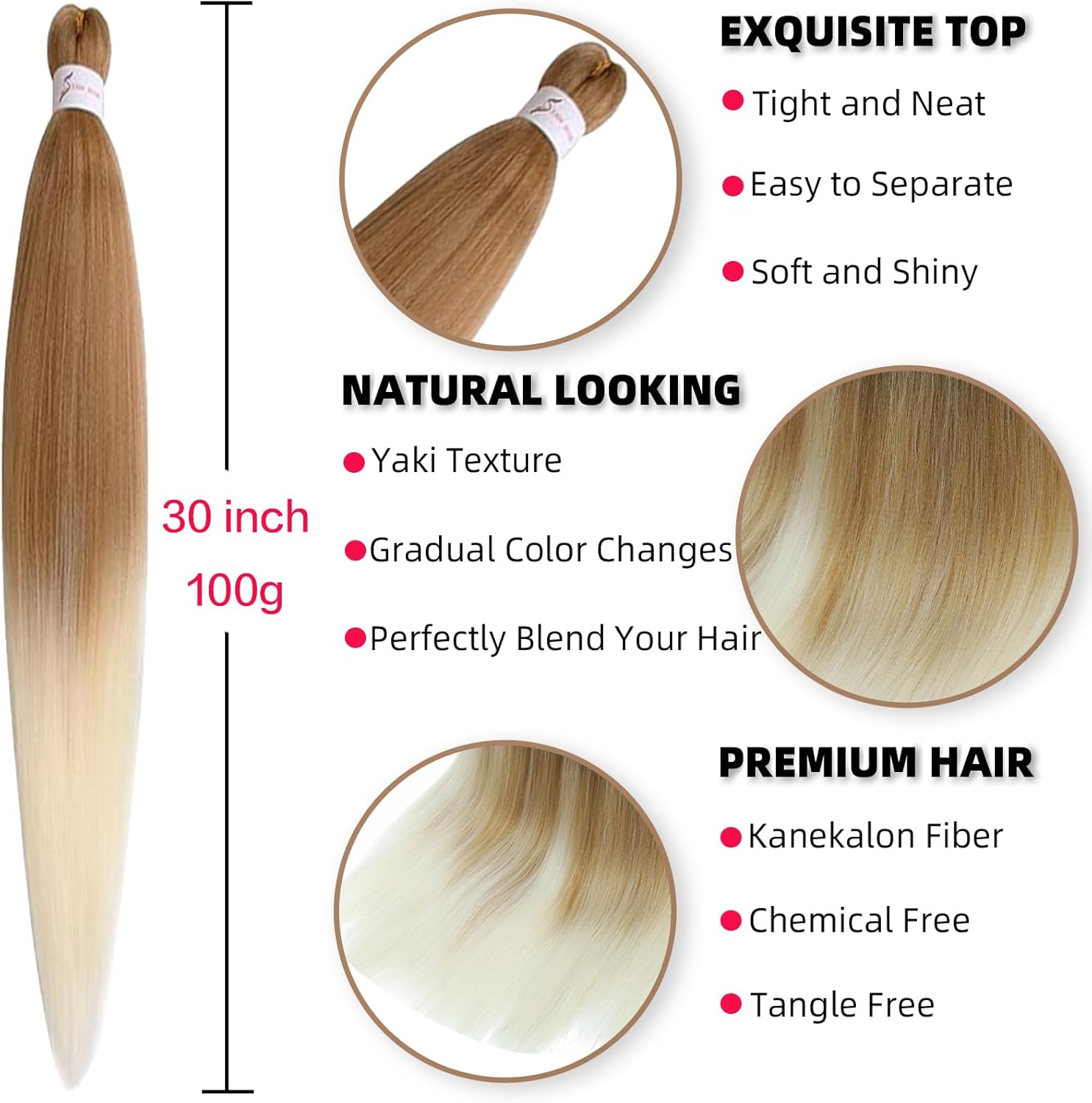 Rajout Cheveux Tressés - extensions blond ombre 30