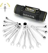ENWENTOR Jeu de Clé Plate à Cliquet Articulées, 14 Pièces, 6-19mm, jeu de Clés à fourche et Clés ...