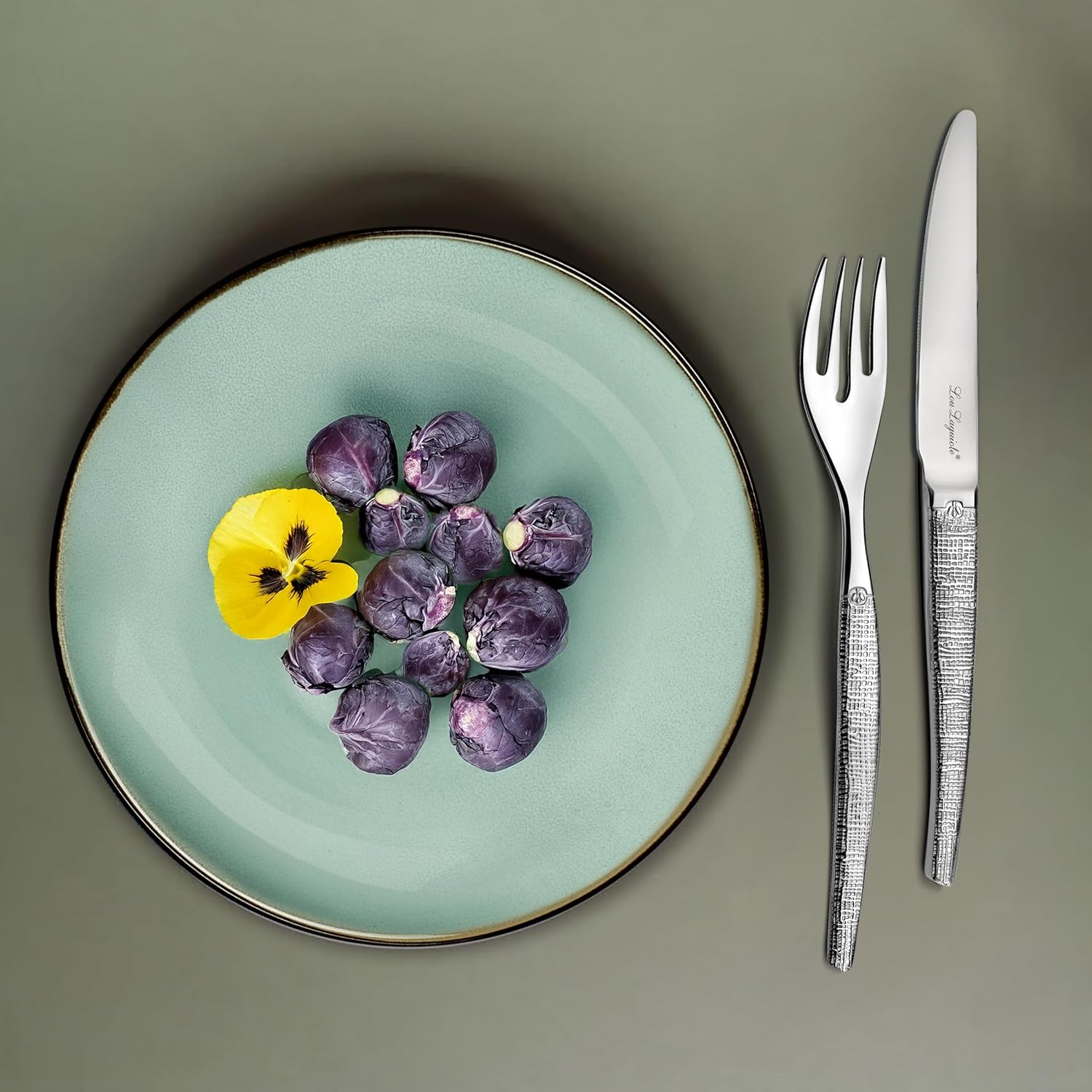 Lou Laguiole - Jet - 24 couverts inox 18/0 finition textil, 6 personnes