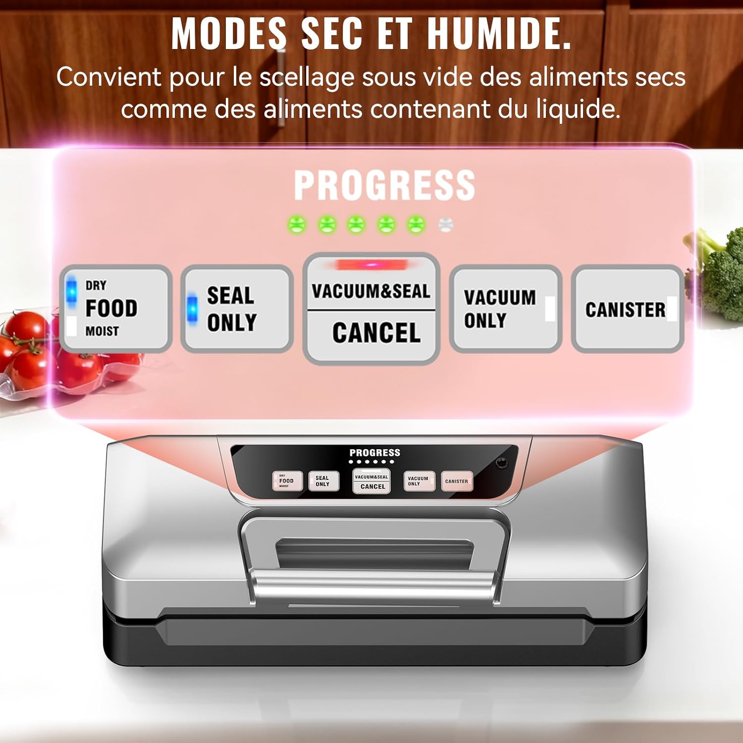 Machine sous vide alimentaire - 20L/min, 90kPa, double pompe, coupe-sacs