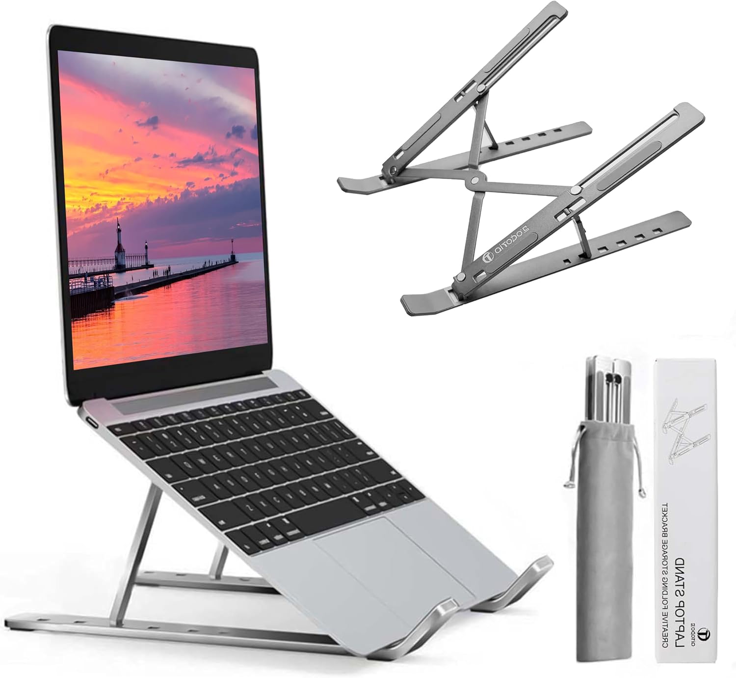 AiTodos - Support PC portable - aluminium léger, 6 réglages, ventilation, pliable - AiTodos®