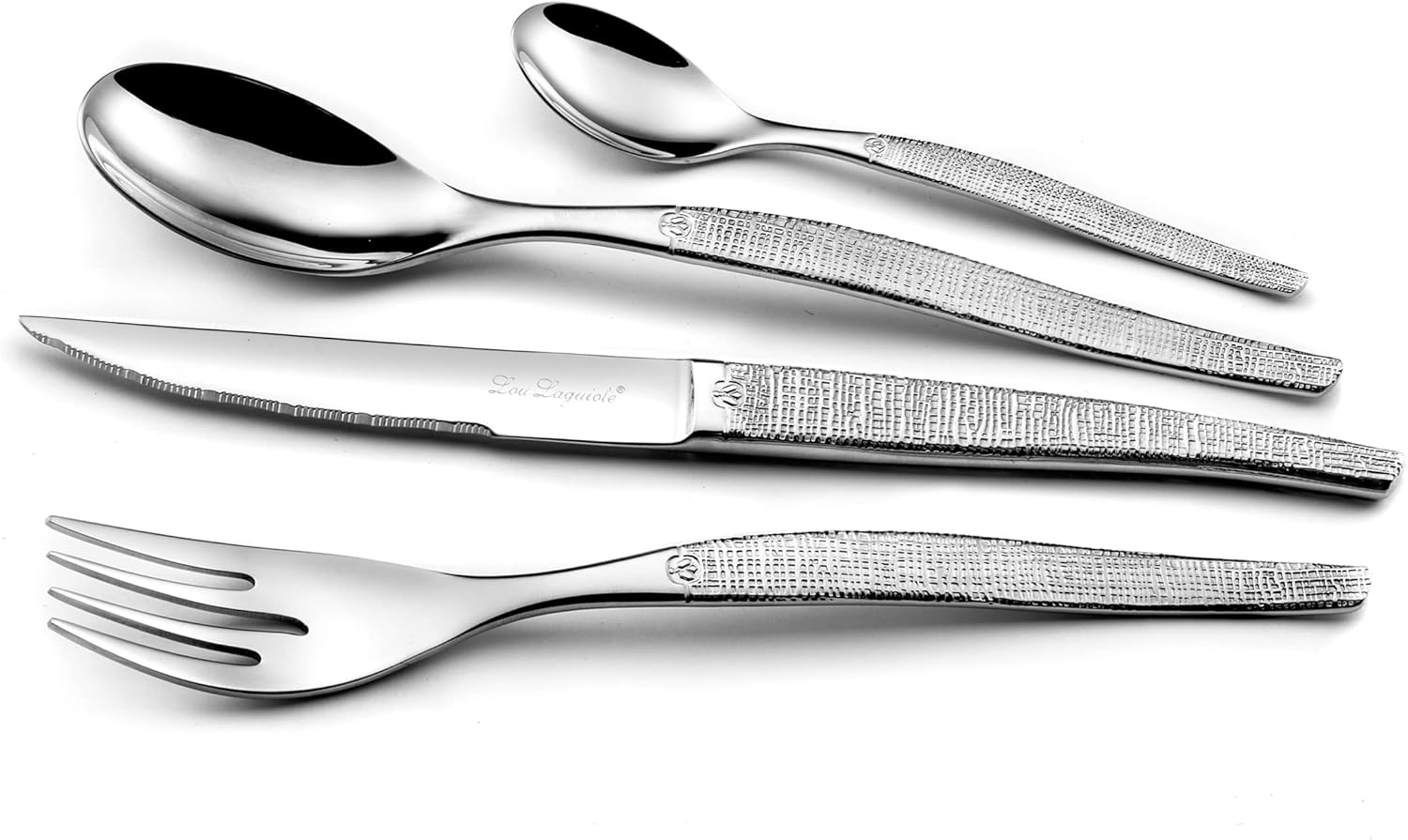 Lou Laguiole - Jet - 24 pièces, inox 18/0, finition texturée