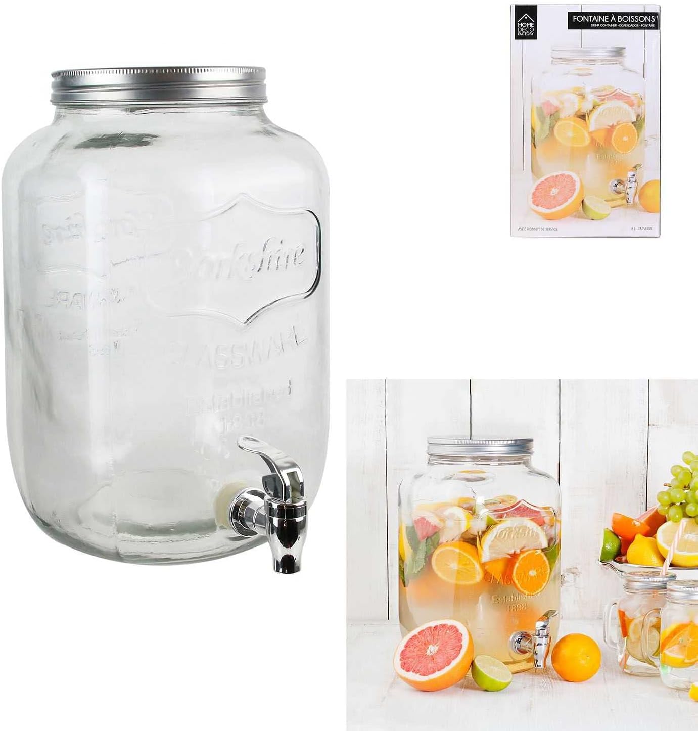 HOME DECO FACTORY - Fontaine à boisson 8L - large ouverture, robinet, KV7177