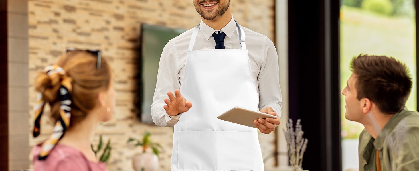 4 Pack Chef Tabliers Tablier avec Poches Etanche Réglable