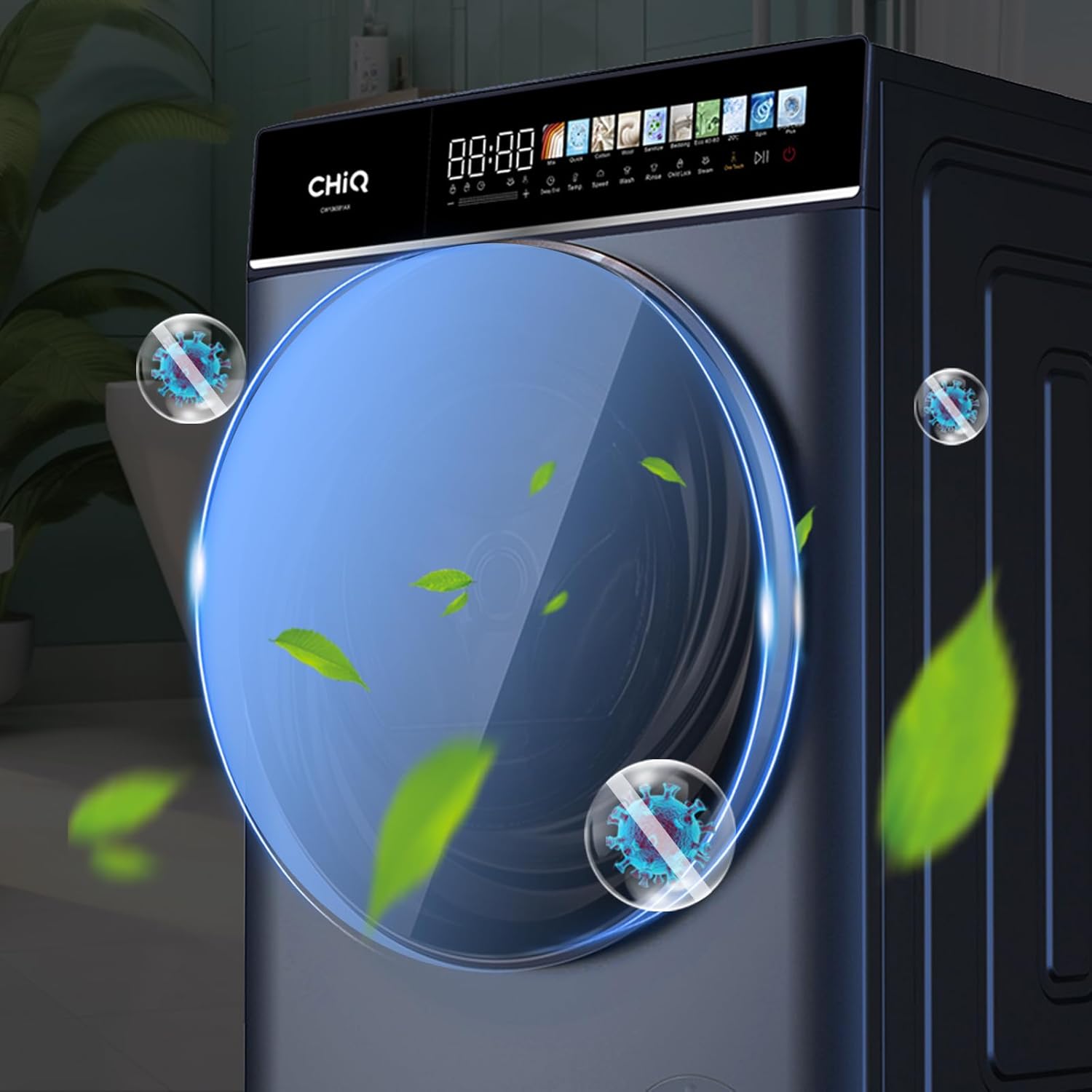 CHiQ - Lave-linge 8kg, écran LED tactile, vapeur, 1400tr/min, CW086581AX