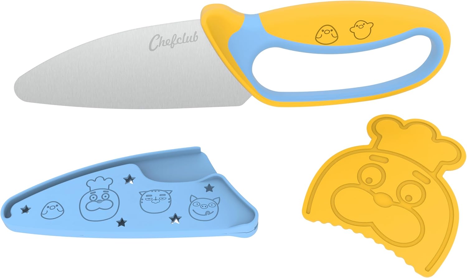 Chefclub Kids - Coffret cuisine enfants inox, lame ronde, éplucheur bi-directionnel, 4 ans+