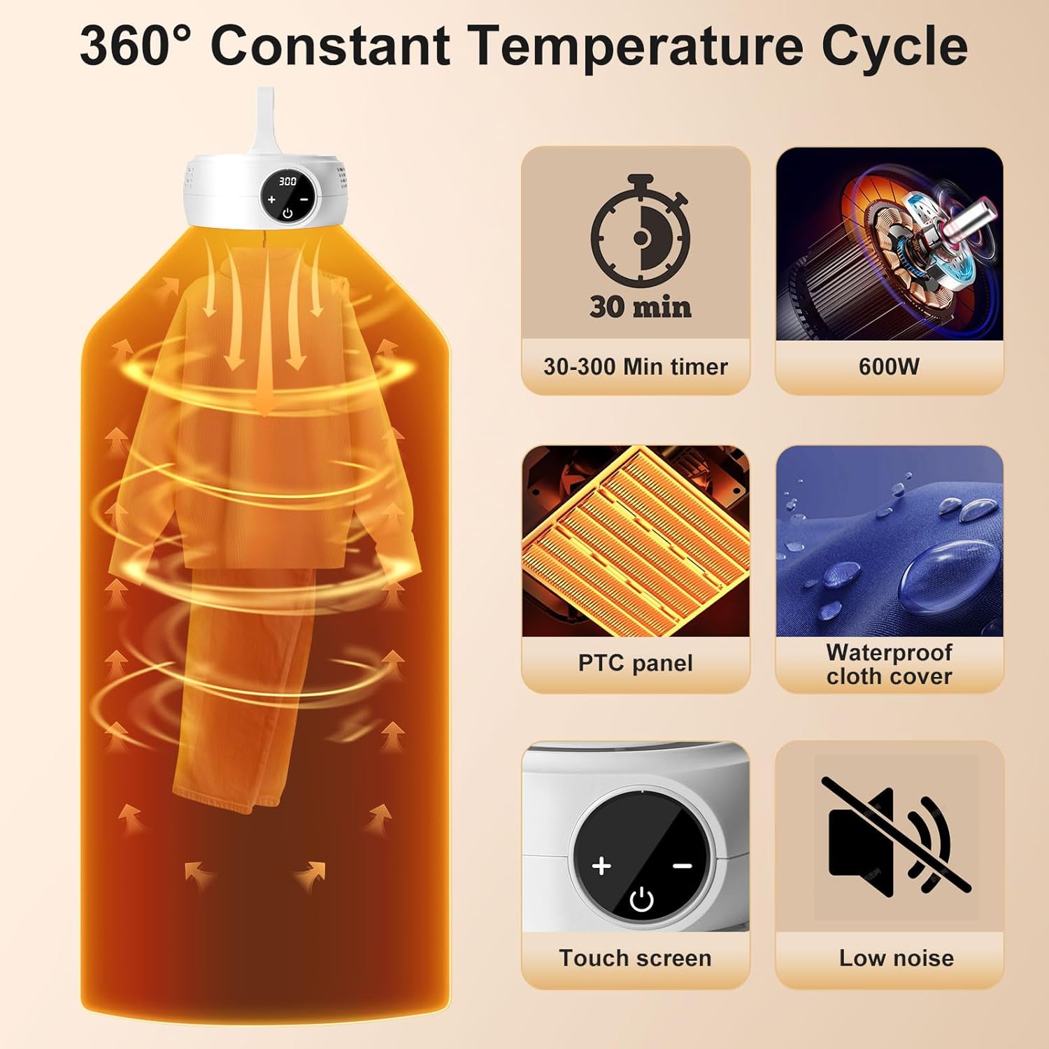 Uten - Mini Sèche-linge Portable - compact - 600W, minuterie auto, idéal voyage