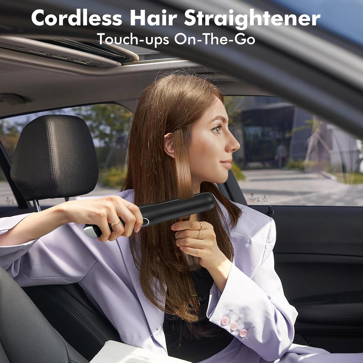 SUNMAY - Lisseur 2en1 sans fil, titane, 5000mAh, 3 températures, mini, noir