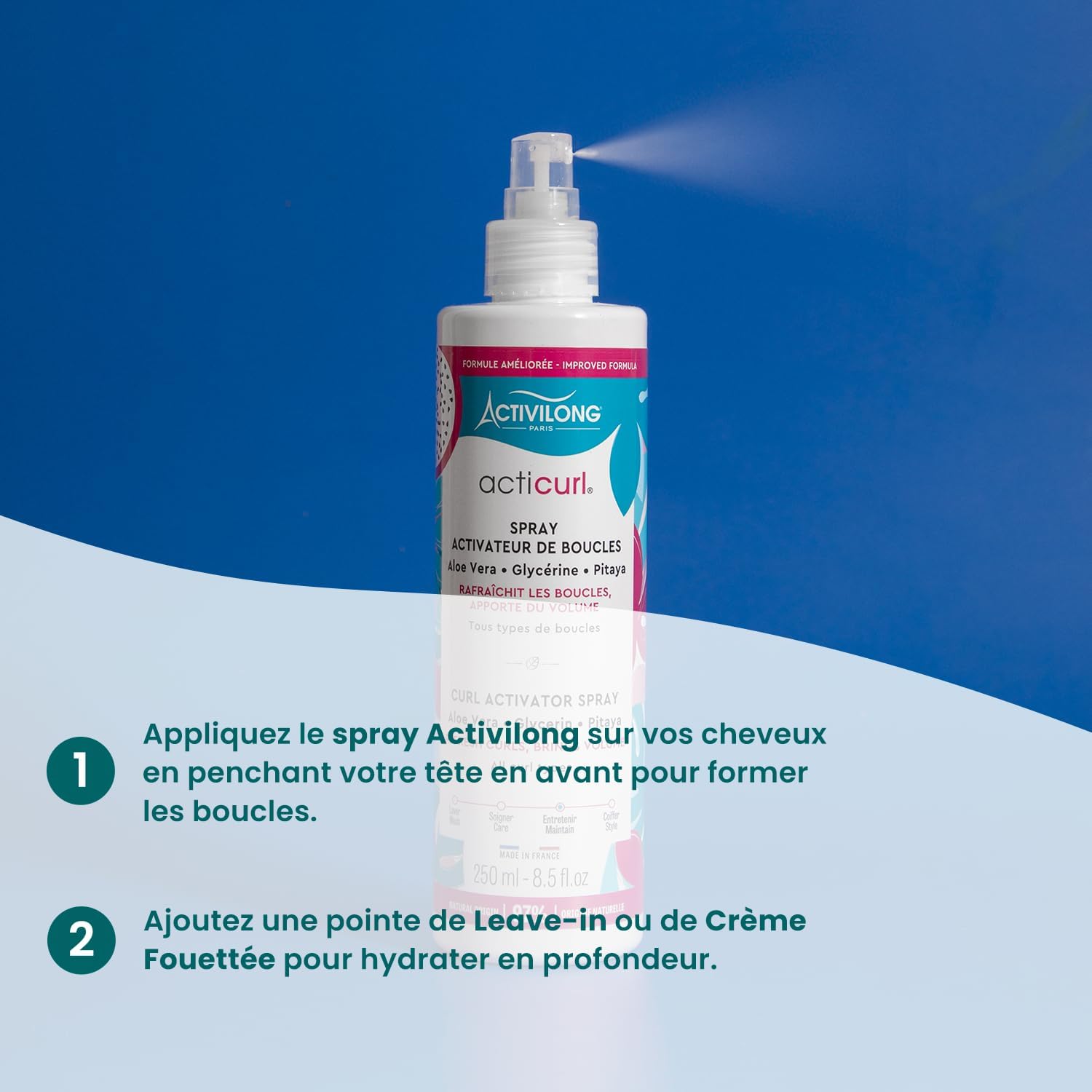 Activilong - Spray Activateur Acticurl - 250ml - Boucles définies, volume, 97% naturel