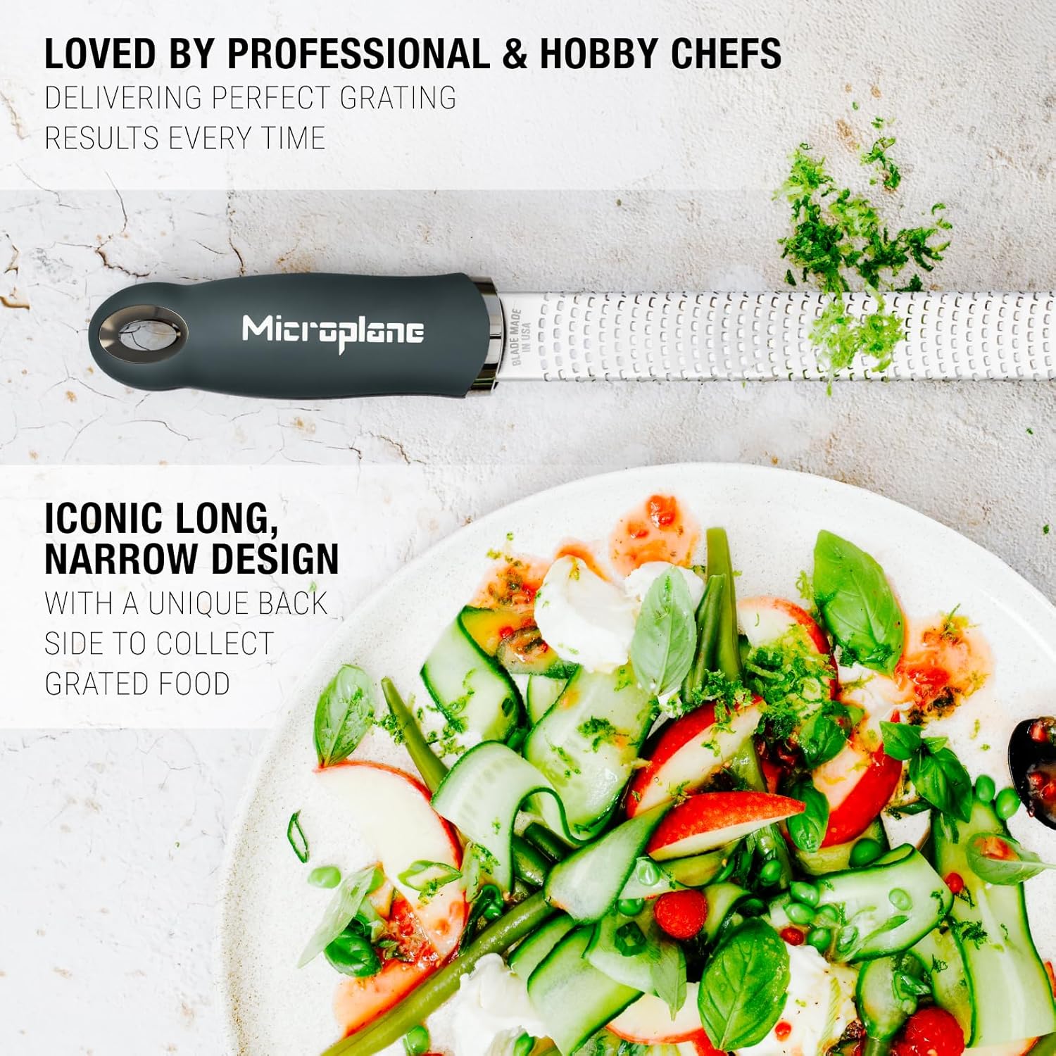 Microplane - Zesteur Gris Orage - lame fine - pour agrumes et fromages