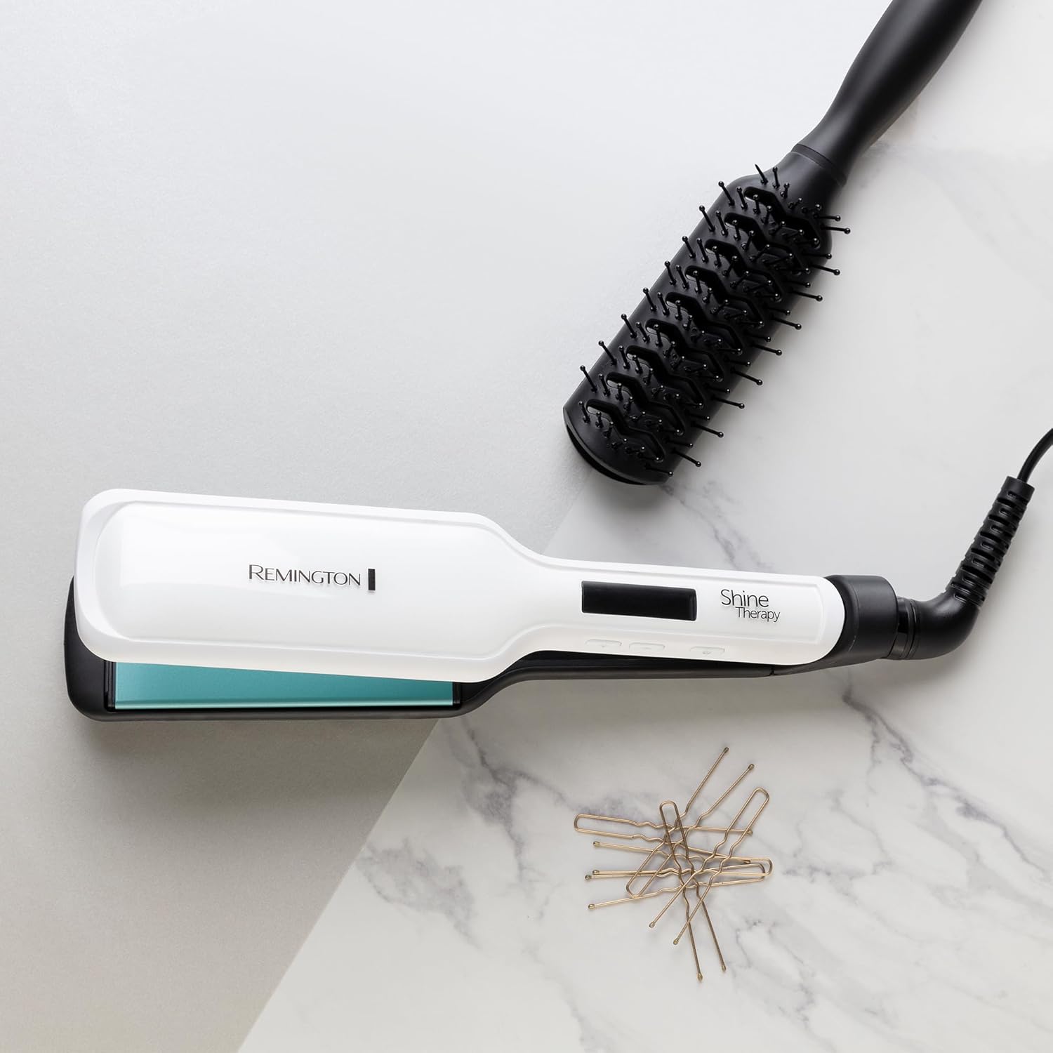 Remington - Lisseur Shine Therapy - plaques larges - céramique, soin argan & vitamine E, LCD, 150-230°C, S8550