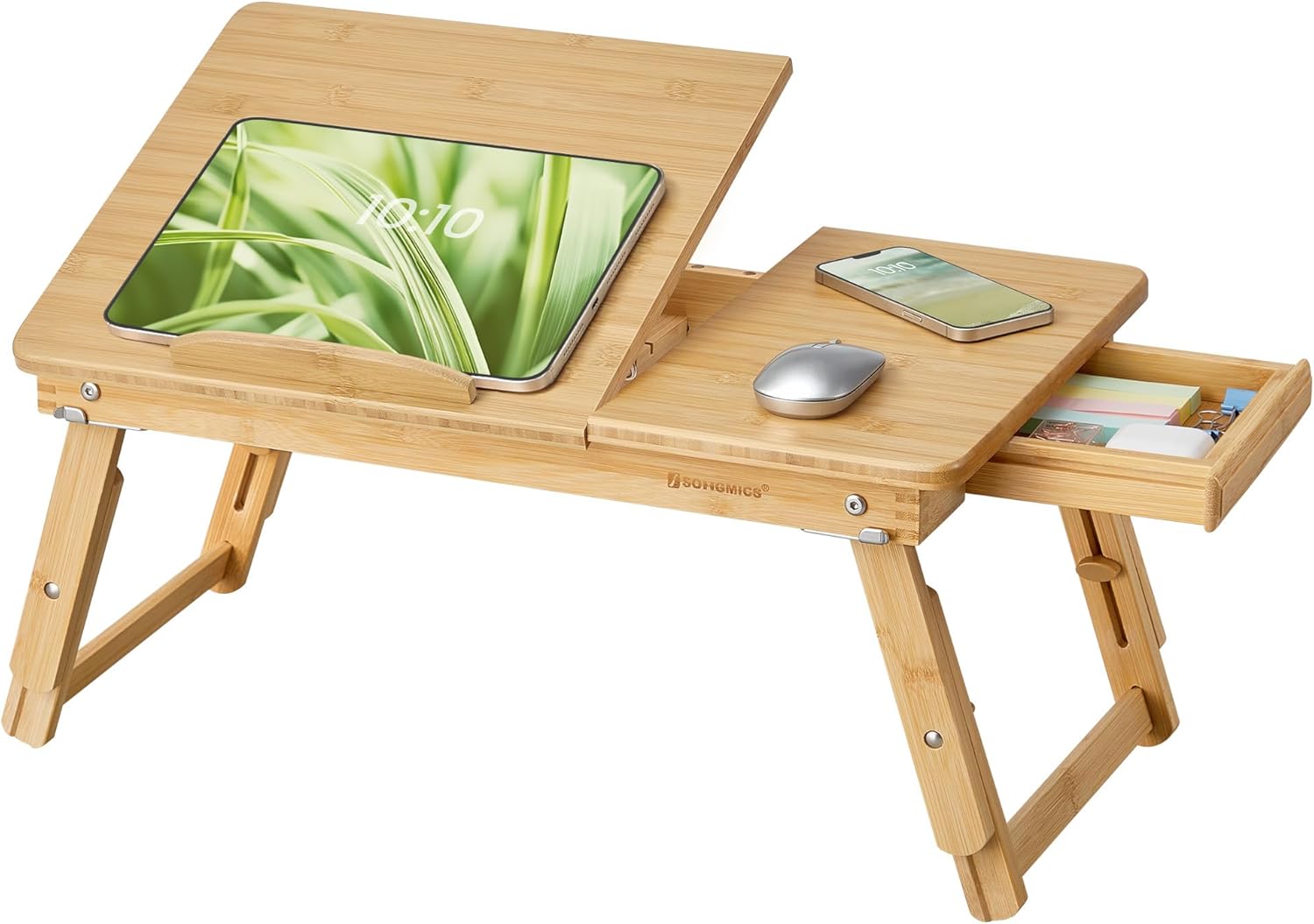 SONGMICS - table de lit réglable, bambou, 15,6