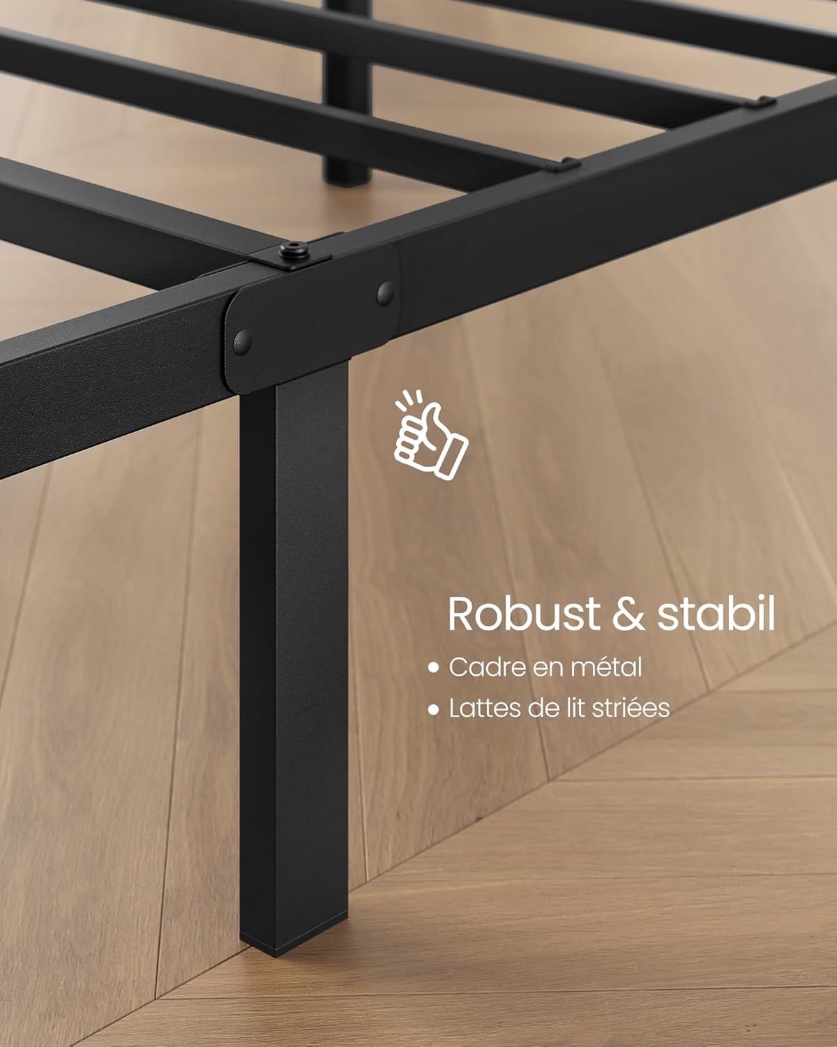 VASAGLE - cadre de lit série RMB - 160x200 cm - métal, étagères, tête de lit, montage facile - RMB195BD01