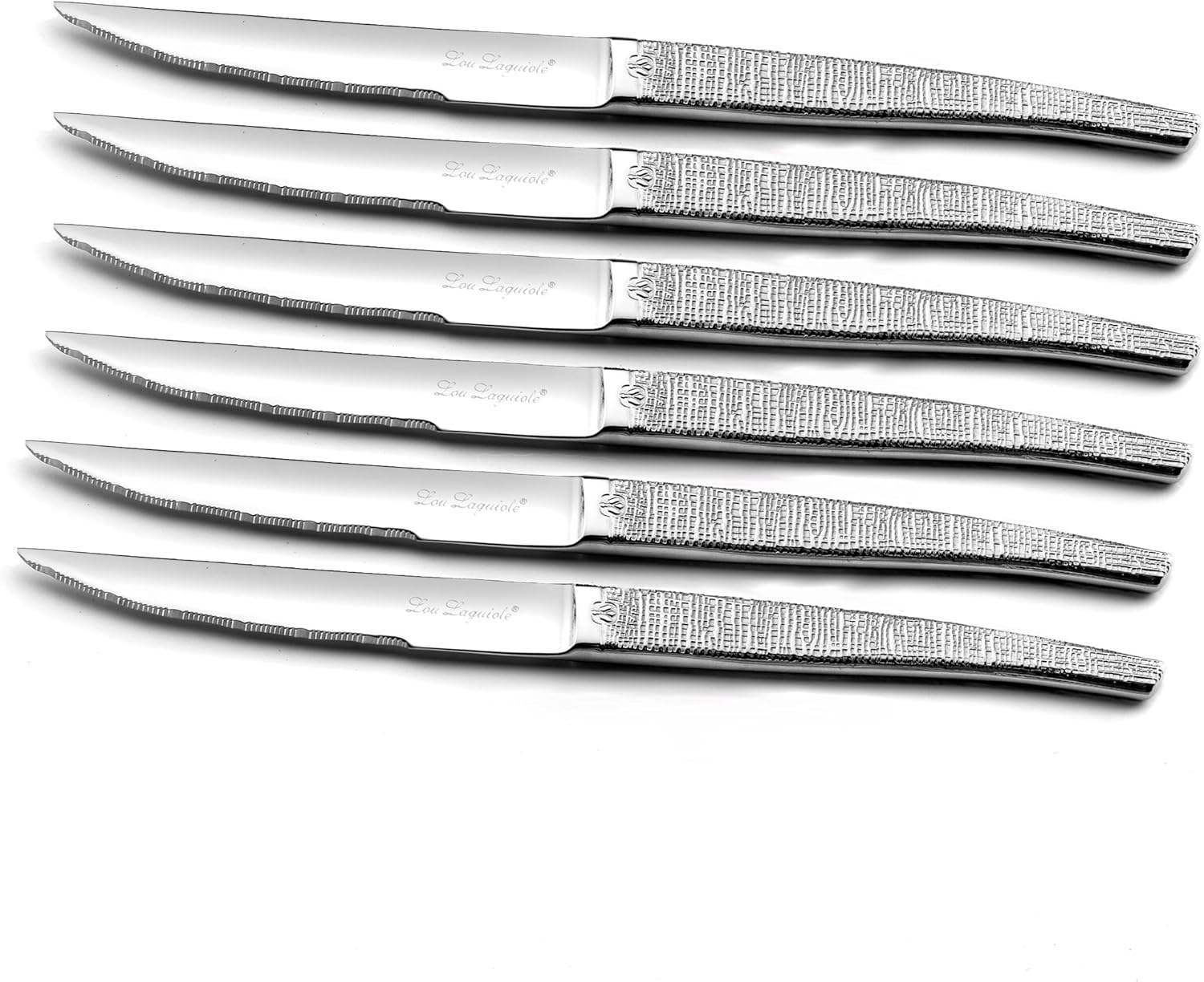 Lou Laguiole - Jet Bloc 6 couteaux steak, inox 13 C, 9x5x12 cm, bois