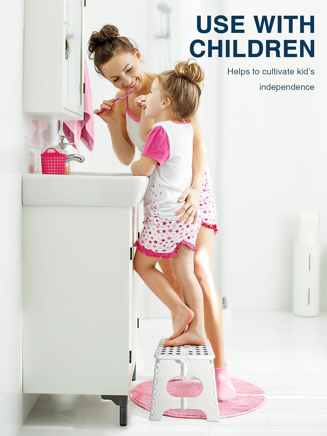 HOUSE DAY - Tabouret pliant 27 cm - 150kg, compact, blanc