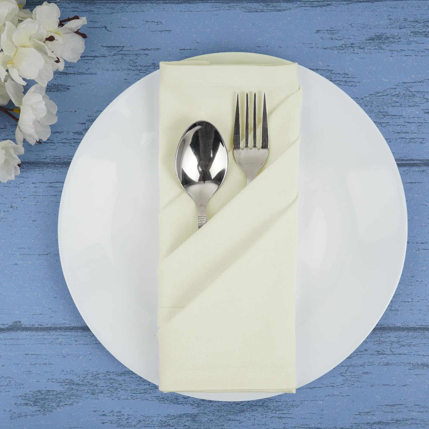 Sweet Needle - serviettes table crème 45x45cm coton épais lot de 12