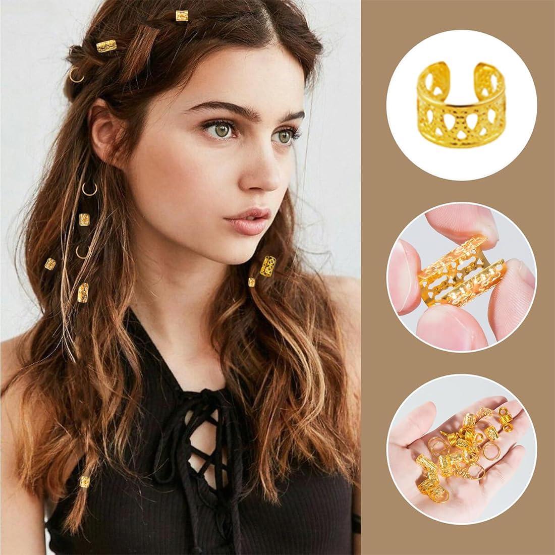 Bijoux Cheveux Tresse - lot de 40 pinces - accessoires dreadlocks - pour hommes femmes enfants - D(80PCS)