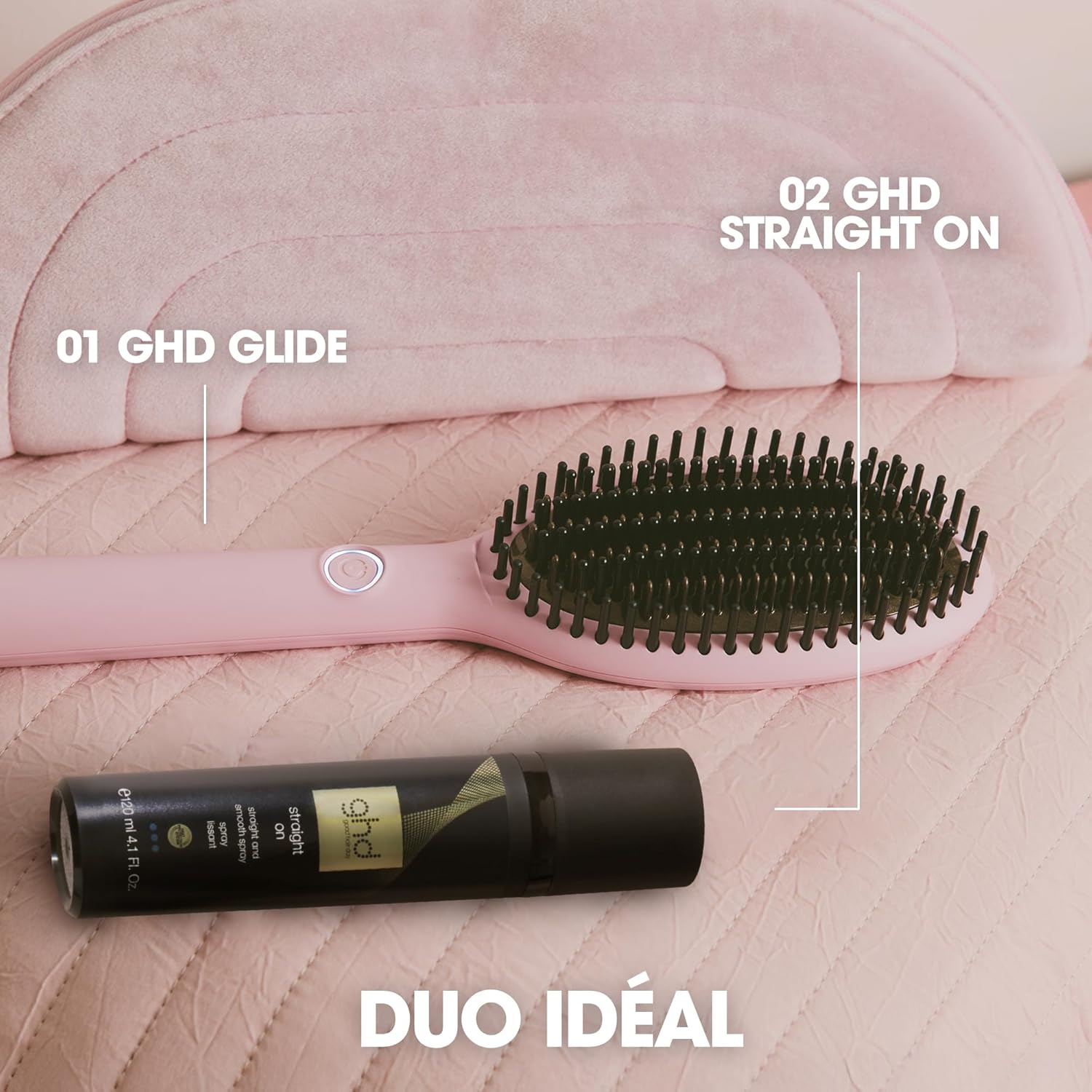 ghd - Brosse chauffante Glide Collection Pink - lissage rapide, anti-frisottis, pour cheveux secs