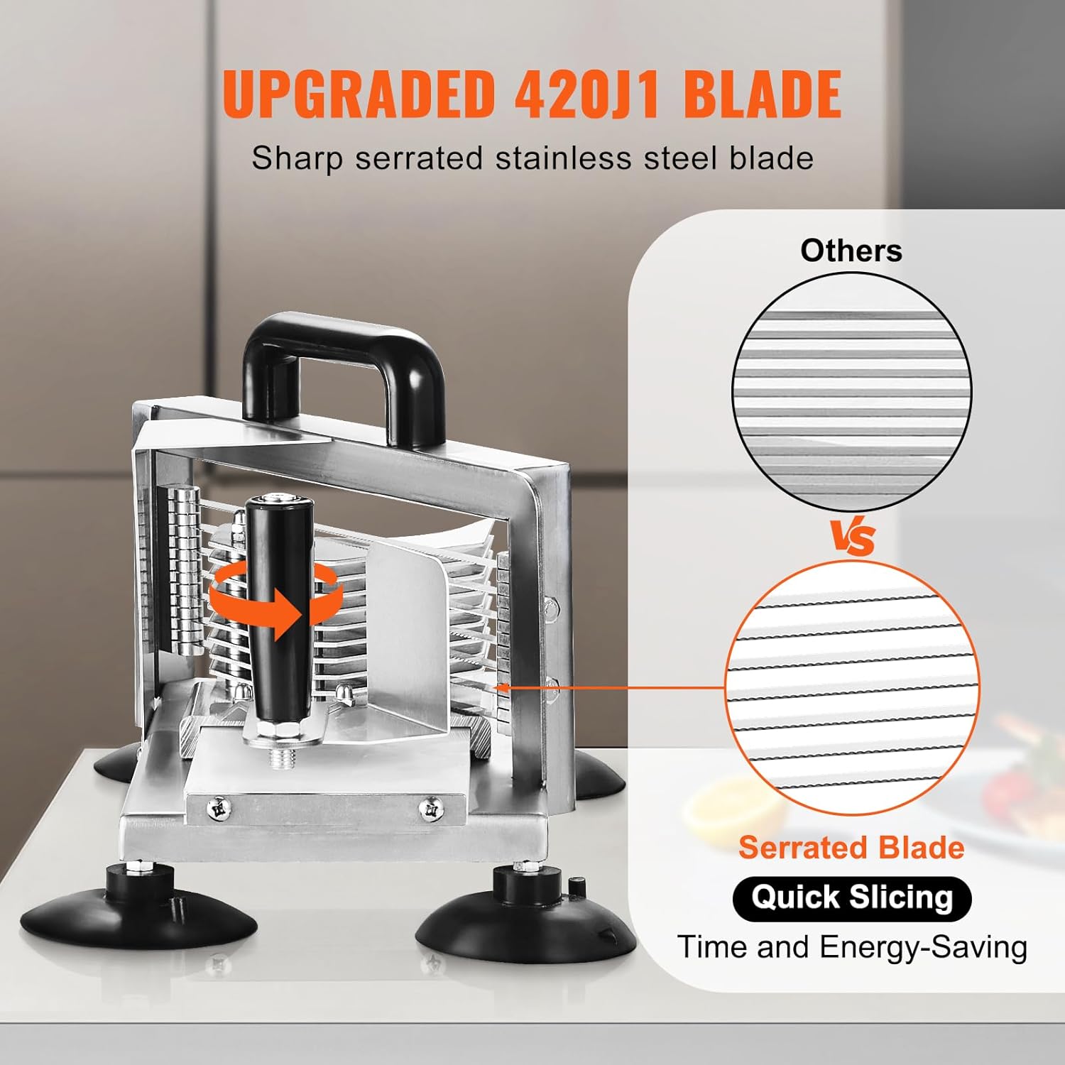 VEVOR - Coupe-tomates commerciale - 4,8 mm - inox robuste, pieds antidérapants