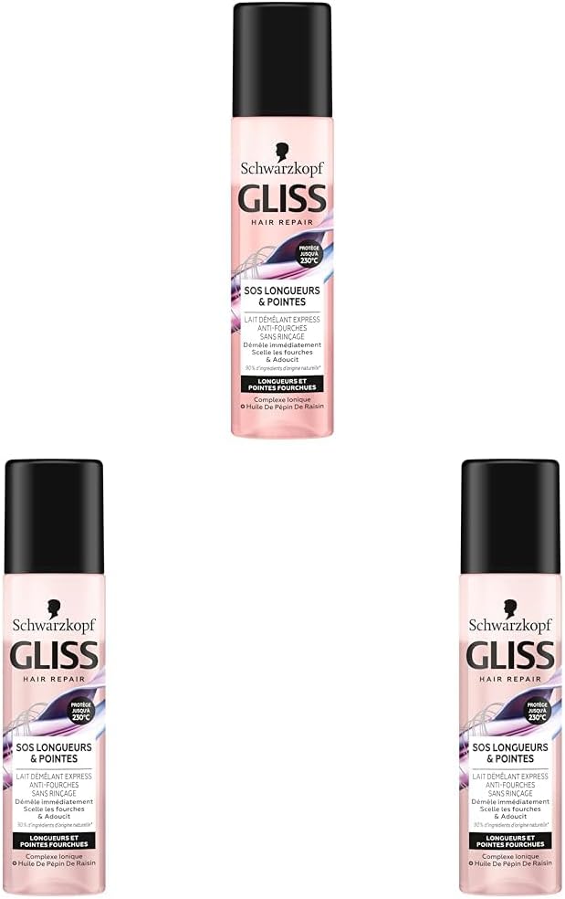 Schwarzkopf - Gliss SOS Longueur & Pointes - 200 ml - Démêle, scelle, adoucit, 90% naturel