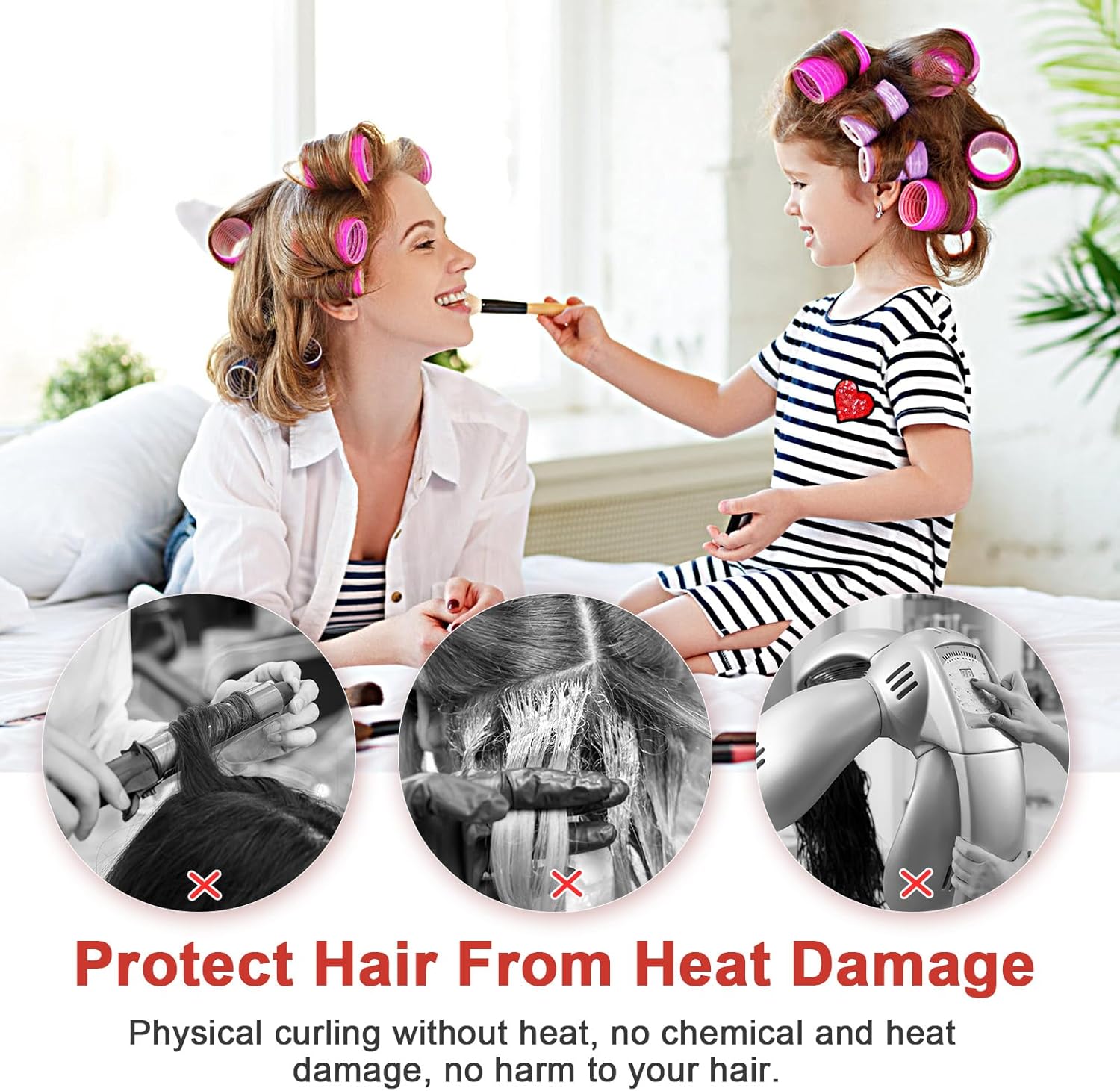 Bigoudis cheveux - lot de 30 rouleaux magiques et 12 pinces métal - pour femmes, enfants, styling DIY