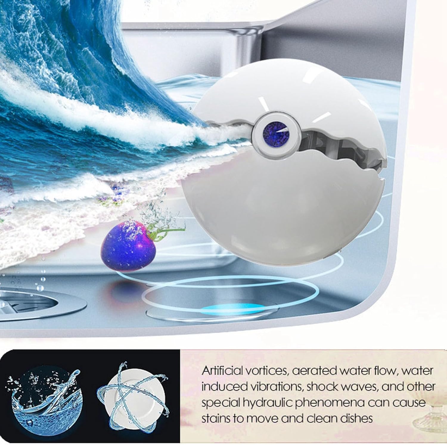 Mini lave-vaisselle d’évier - USB, IP67, 1200mAh, ultrasons, rotation rapide