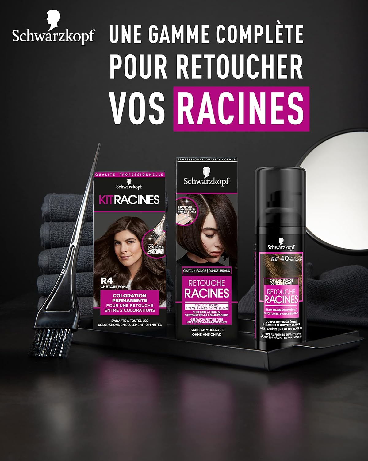Schwarzkopf - Kit Racines - permanente nourrissante - châtain foncé - R4