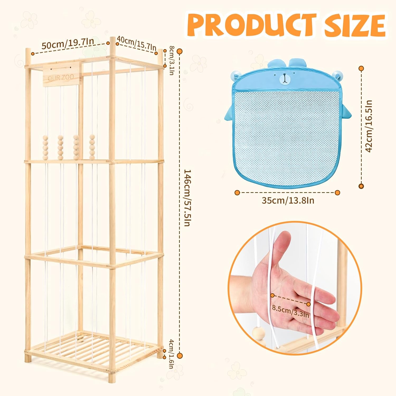 Rangement peluche enfant - bois - grande capacité - pour chambre et salon