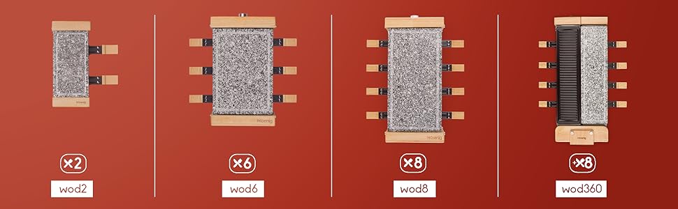 Séquence d'images montrant l'interface d'un appareil électronique avec des boutons ou des commandes argentés sur fond rouge.