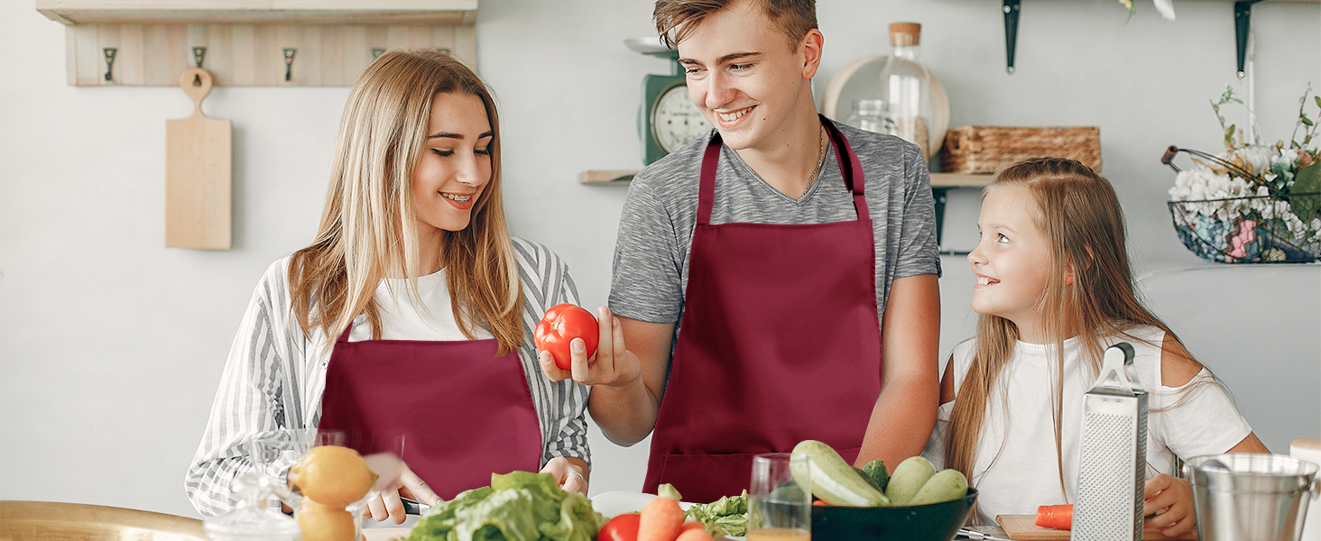 4 Pack Chef Tabliers Tablier avec Poches Etanche Réglable